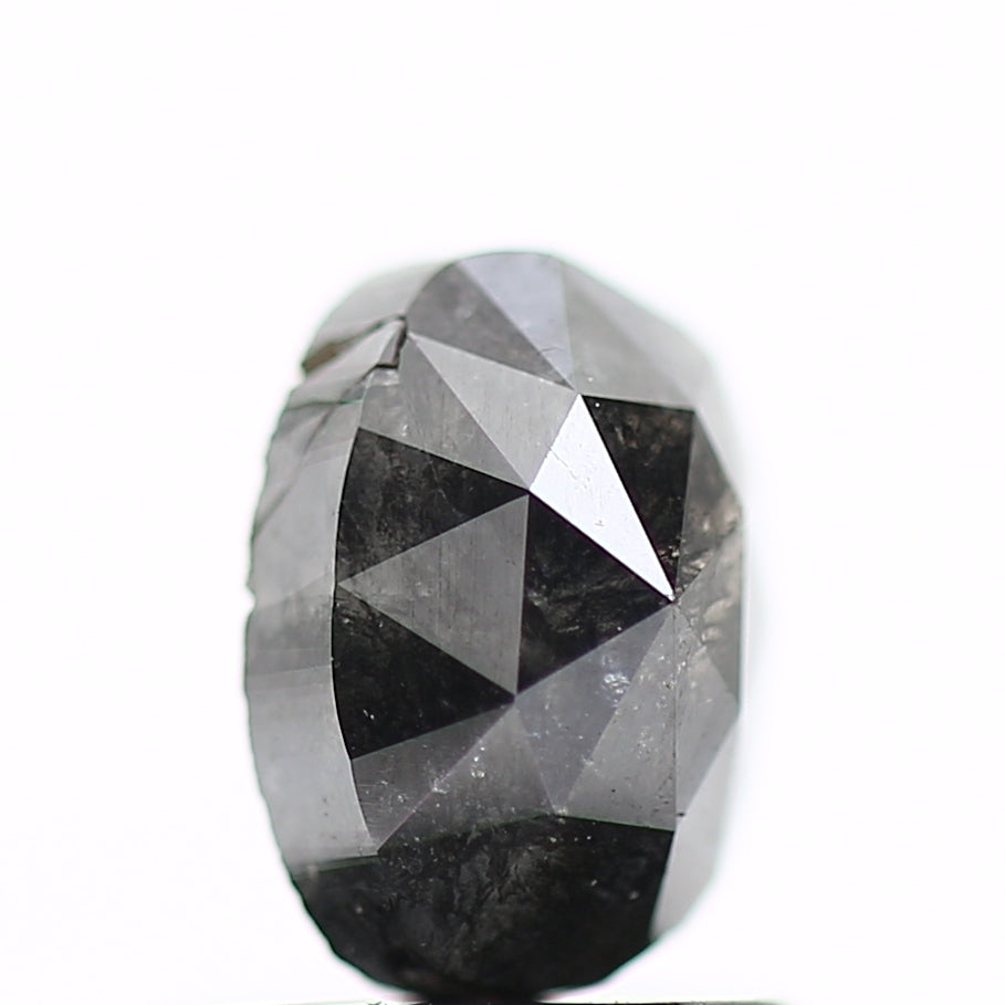 0.99 Carat Fancy Black Natural Diamond Rose Cut Oval 6.50 MM