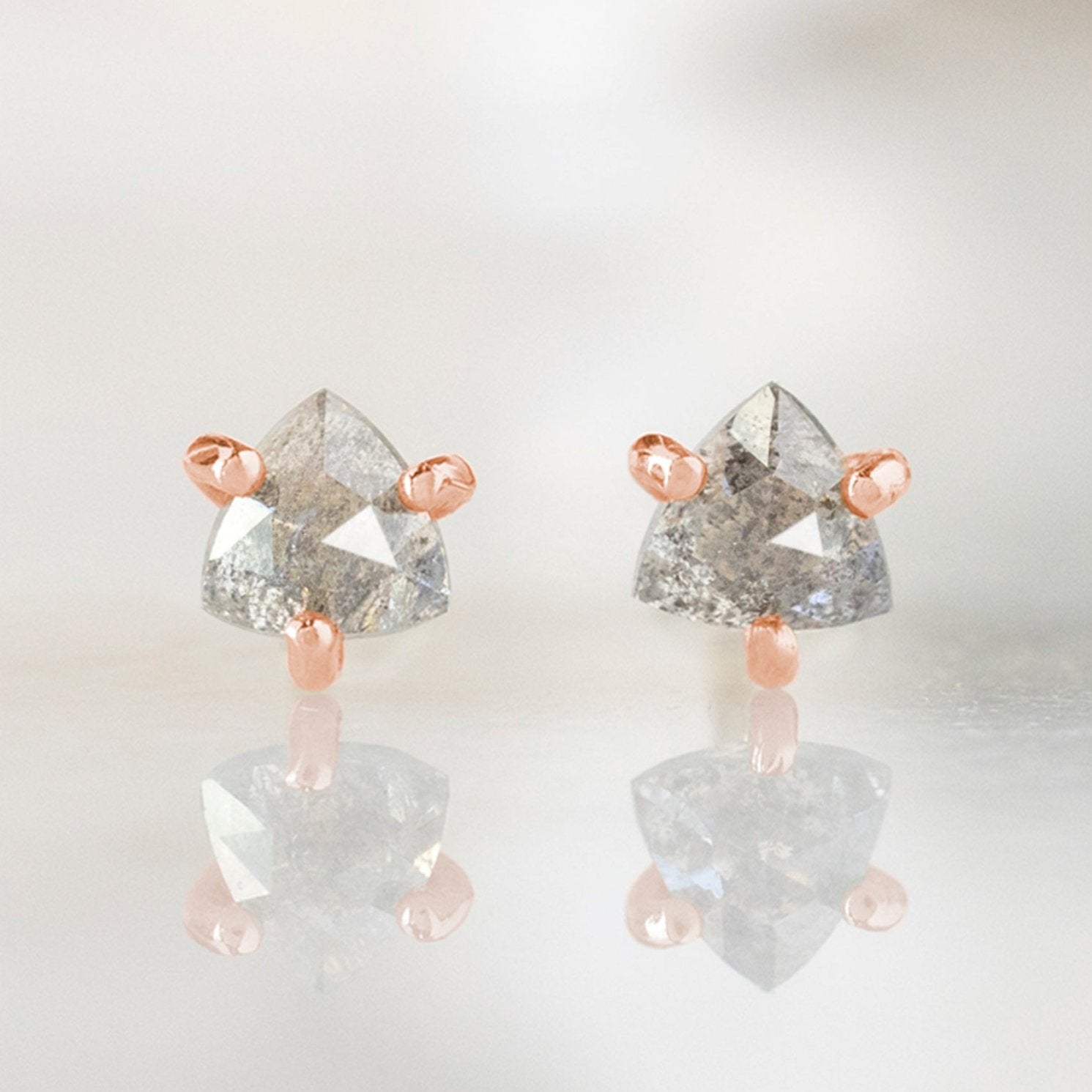 0.50 Carat Salt and Pepper Diamond Trillion Stud Earrings