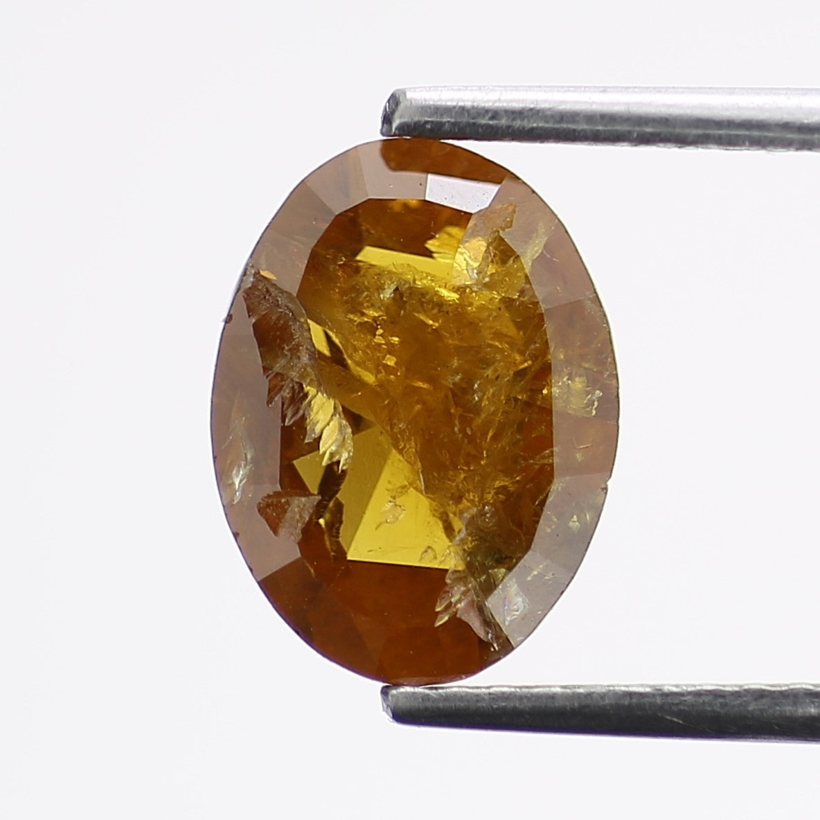 1.88 Carat Natural Yellow Rosecut Oval Salt and Pepper Diamond 9.6 MM