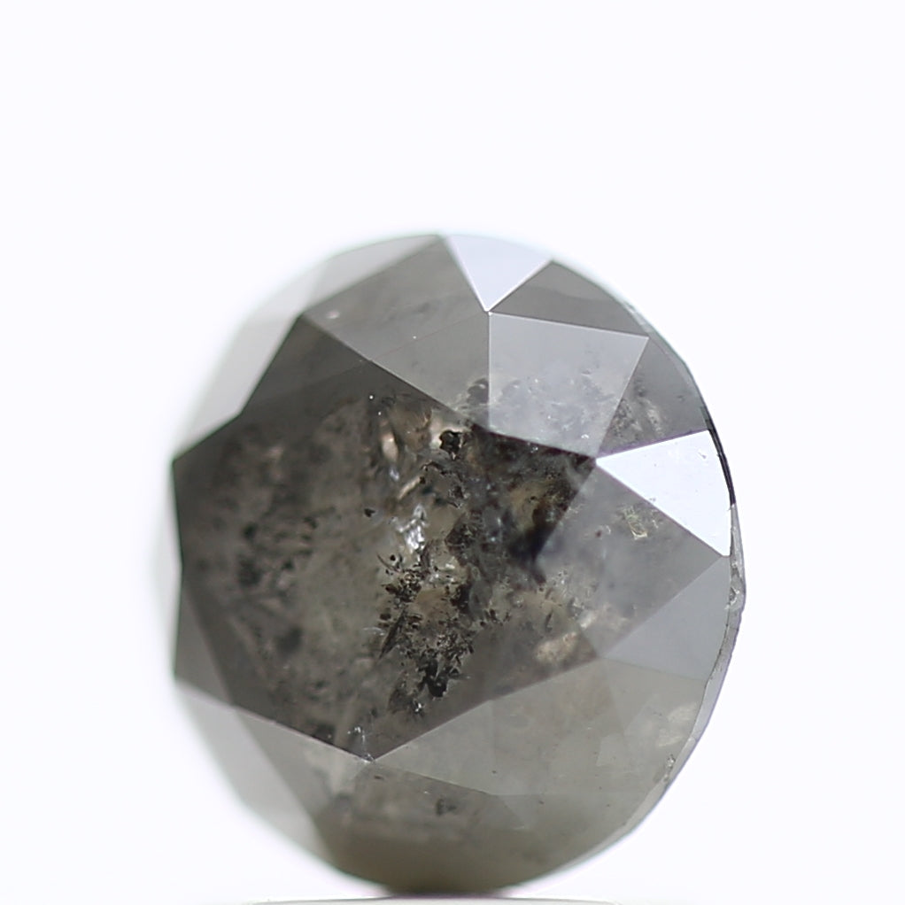 1.95 Carat Natural Round Salt Pepper For Fancy Grey Diamond Ring