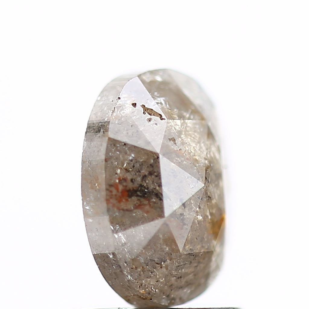 1.11 Carat Oval Rose Cut Salt and Pepper Diamond 7.1 MM