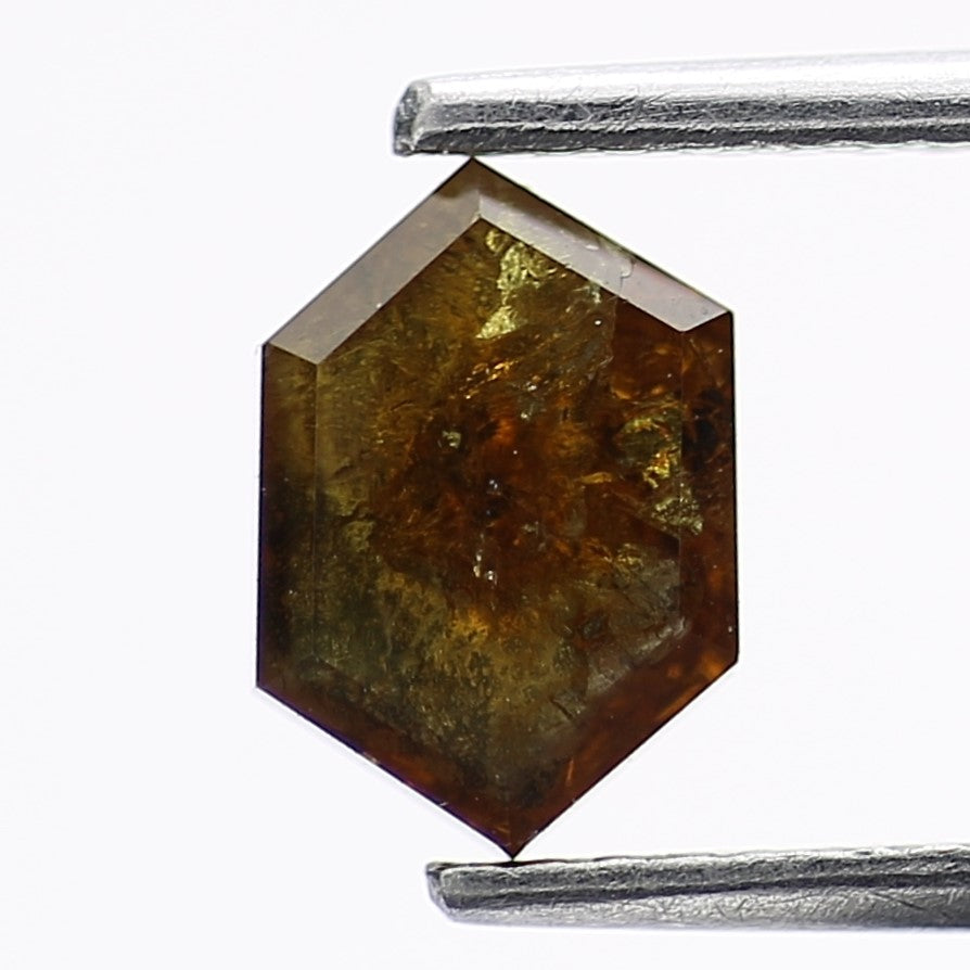 1.31 Carat Fancy Brown Hexagon Salt and Pepper Diamond 7.8 MM