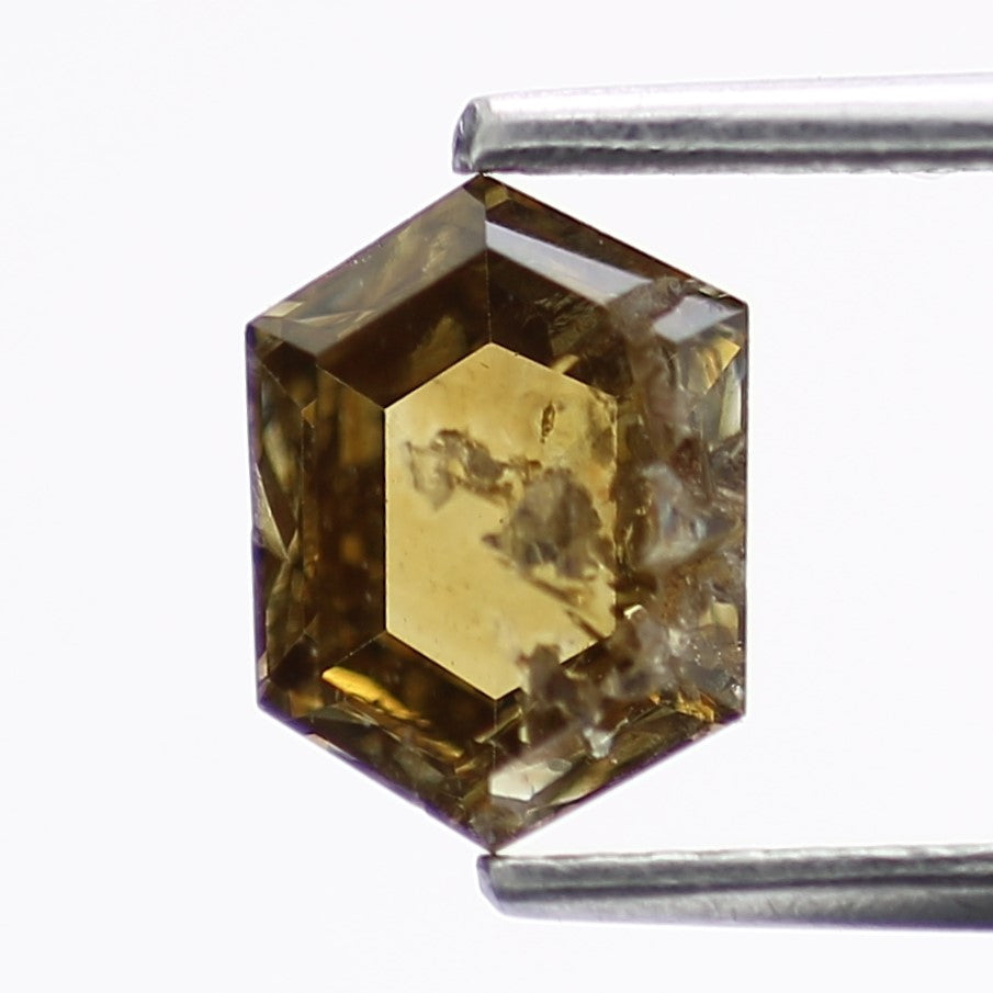 1.12 Carat Fancy Deep Brown Hexagon Salt and Pepper Diamond 7.5 MM