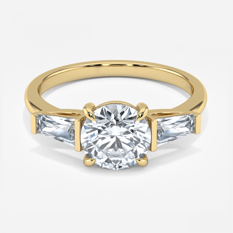 Jeraldine Round Three Stone Engagement Ring 14K / 18K Solid Gold