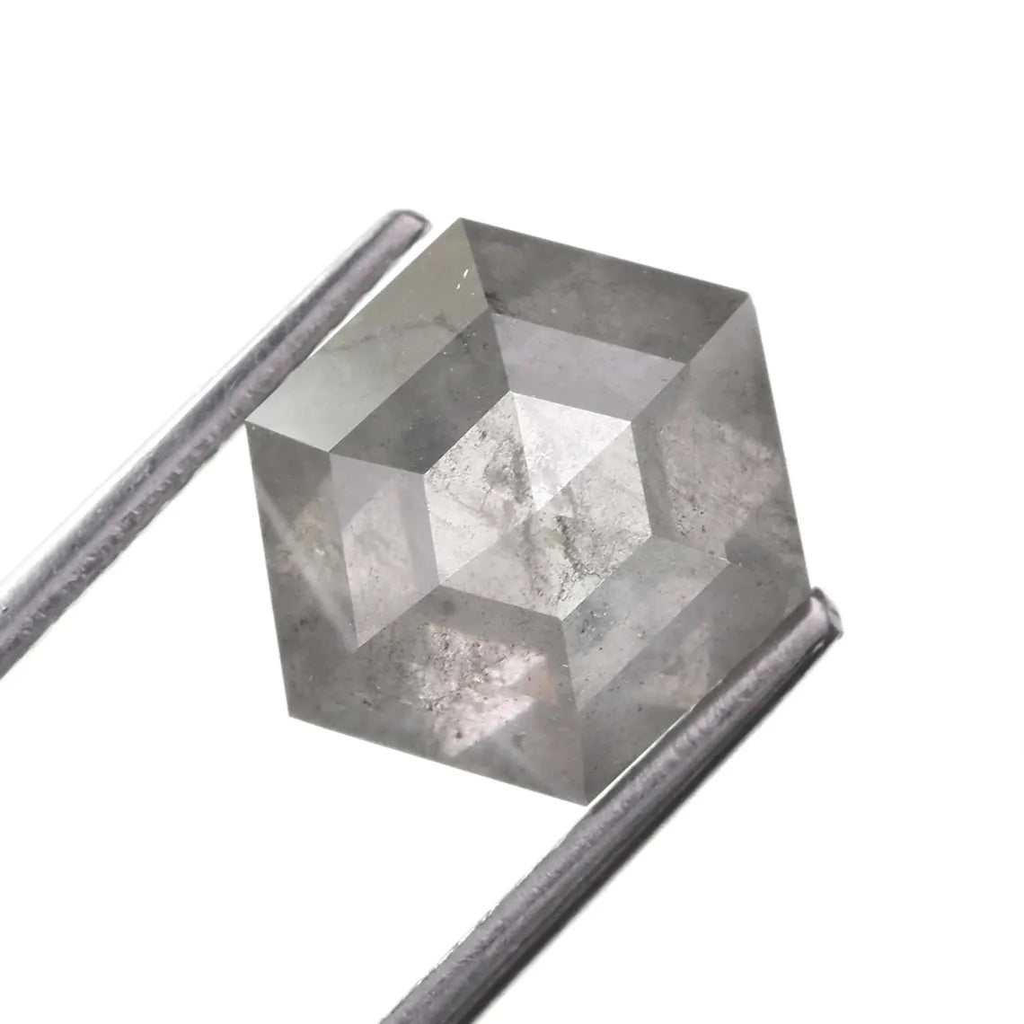 3 Ct Hexagon Salt and Pepper Diamond 9.80 MM