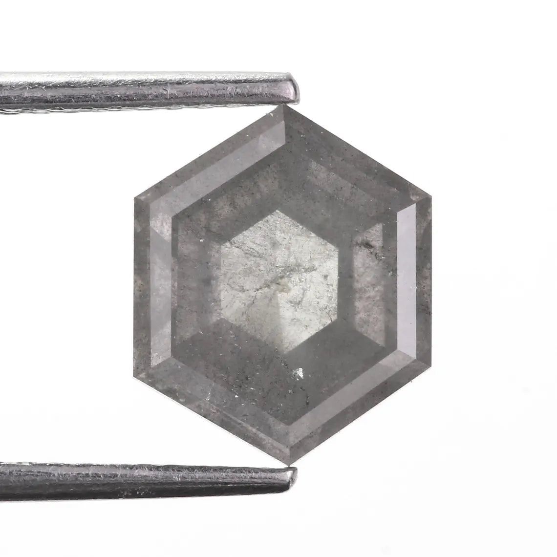 3 Ct Hexagon Salt and Pepper Diamond 9.80 MM
