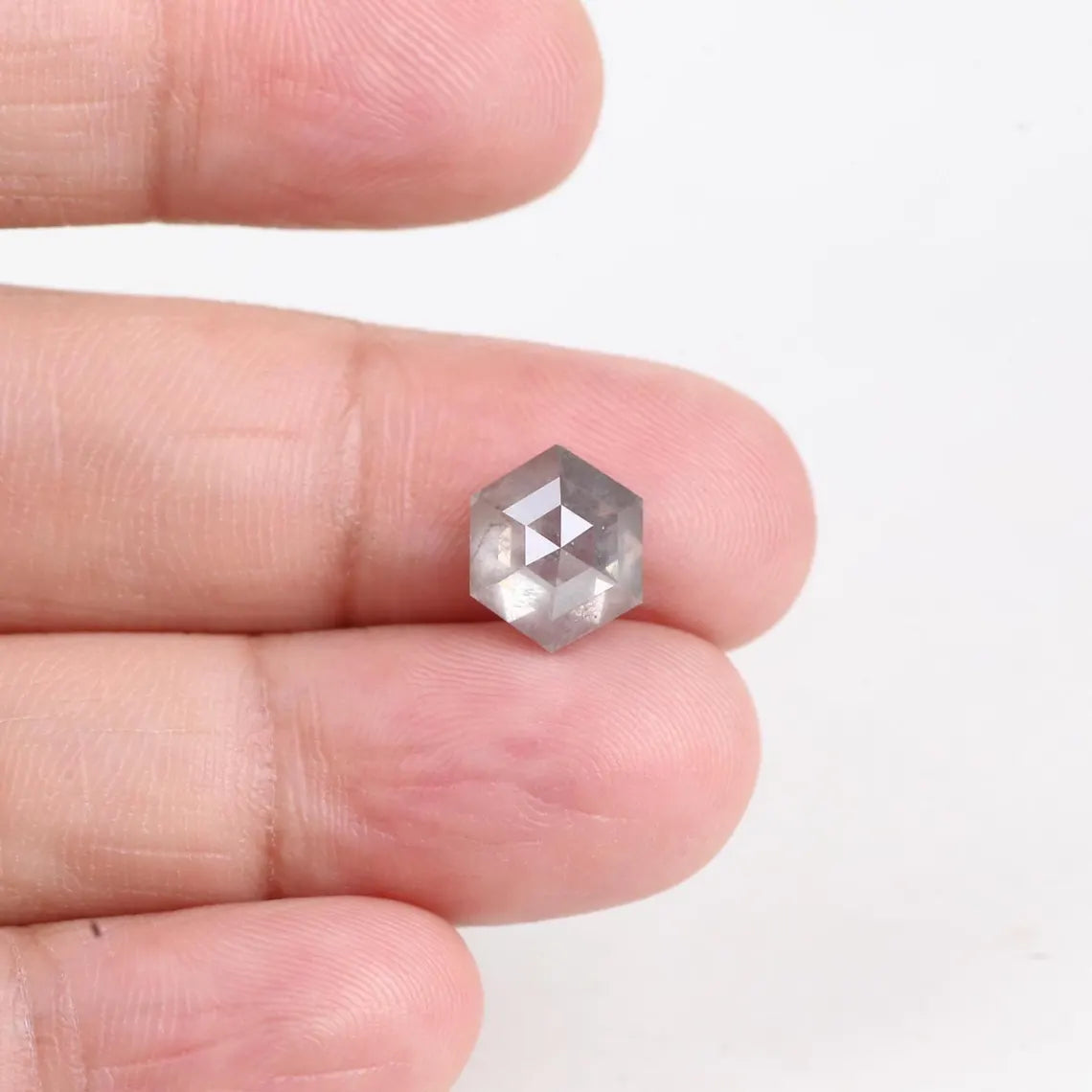 3 Ct Hexagon Salt and Pepper Diamond 9.80 MM