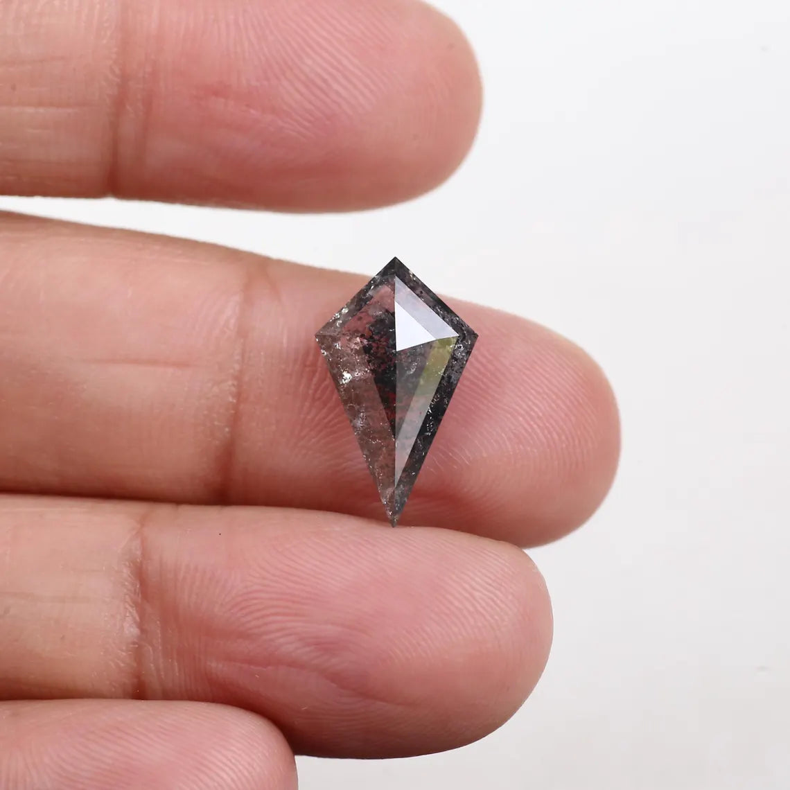 3.65 Carat Natural Black Kite Shape Salt and Pepper Diamond 15.9 MM