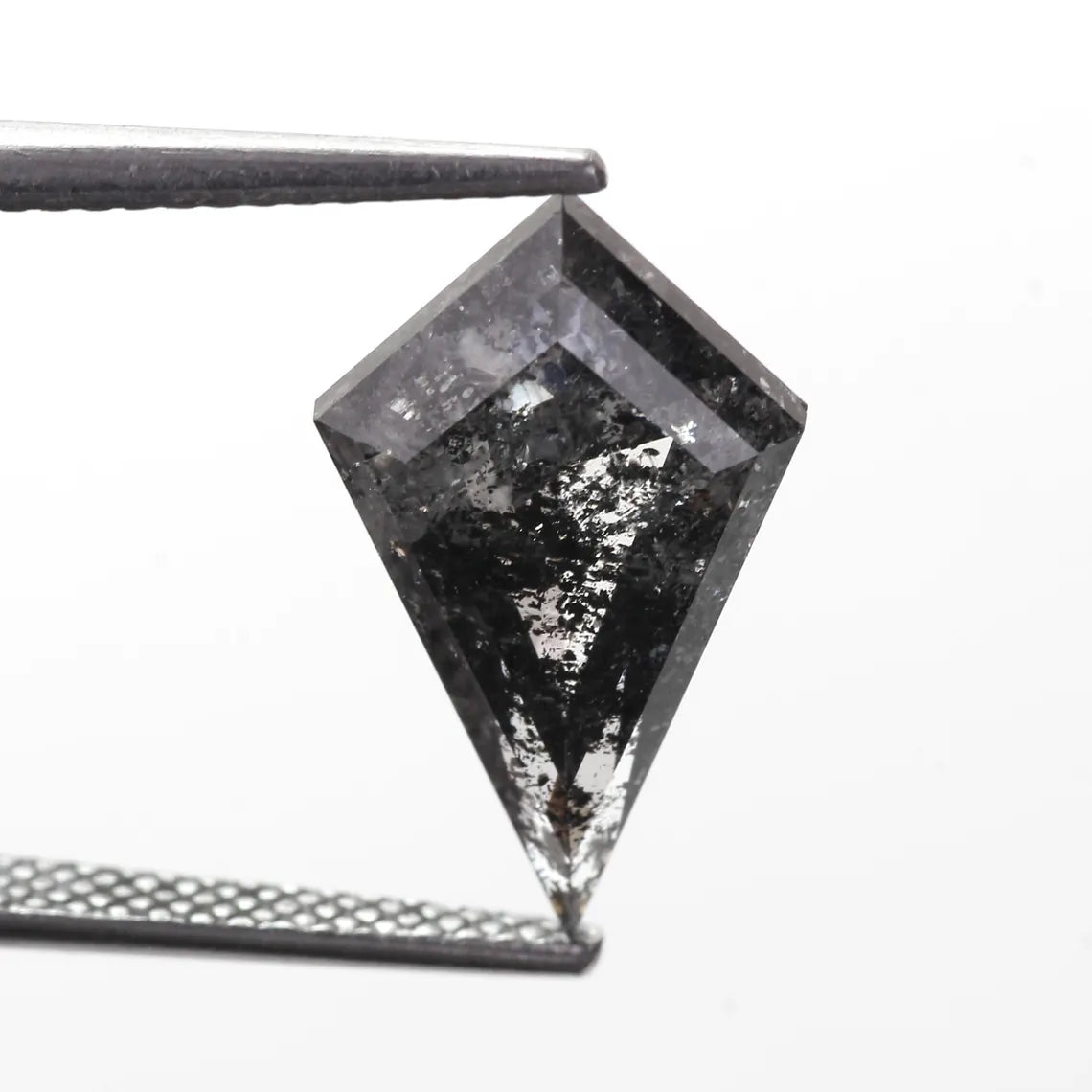 3.65 Carat Natural Black Kite Shape Salt and Pepper Diamond 15.9 MM
