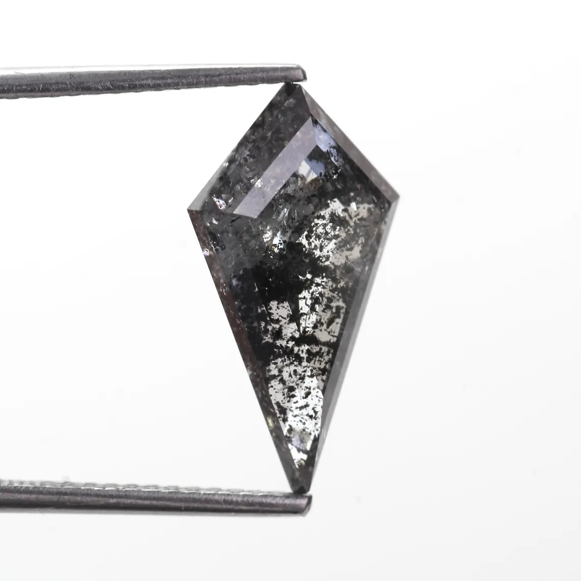 3.65 Carat Natural Black Kite Shape Salt and Pepper Diamond 15.9 MM