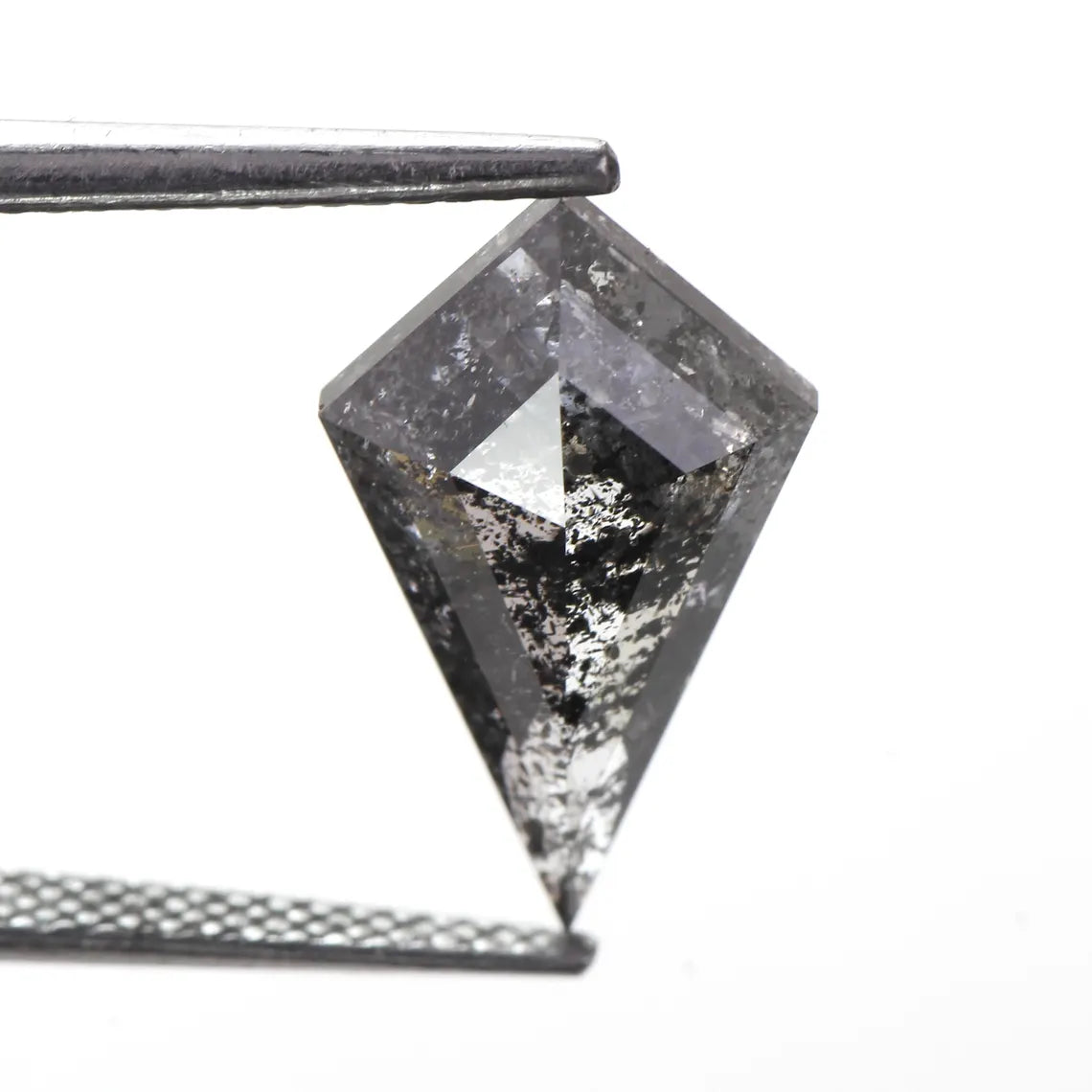 3.65 Carat Natural Black Kite Shape Salt and Pepper Diamond 15.9 MM