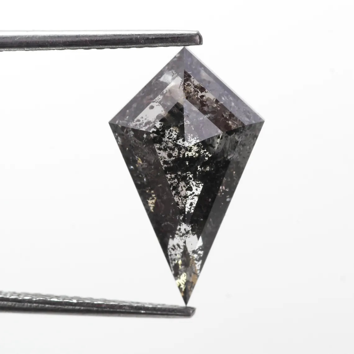 3.65 Carat Natural Black Kite Shape Salt and Pepper Diamond 15.9 MM