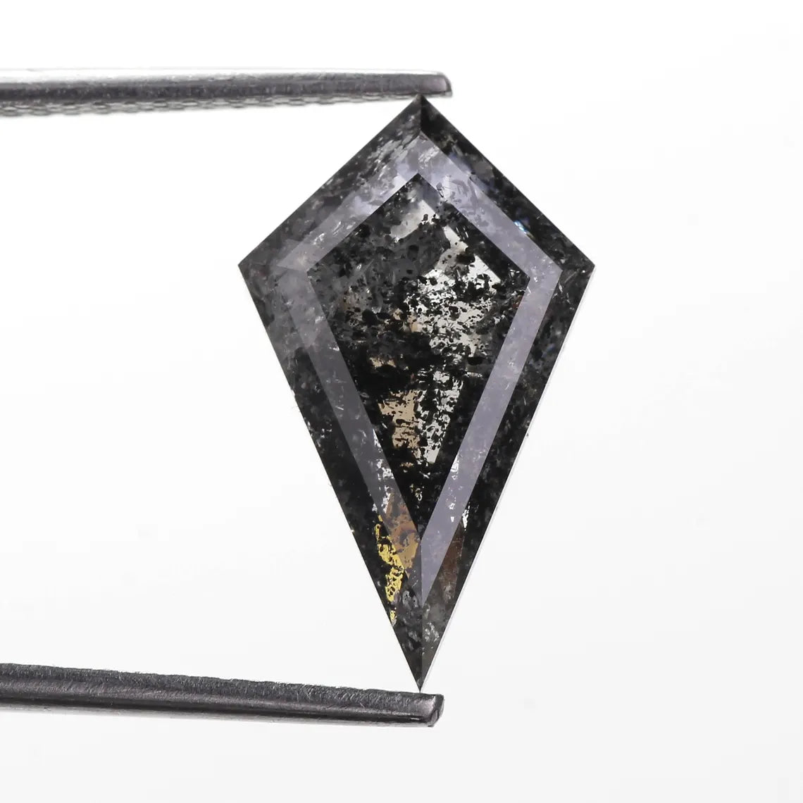 3.65 Carat Natural Black Kite Shape Salt and Pepper Diamond 15.9 MM
