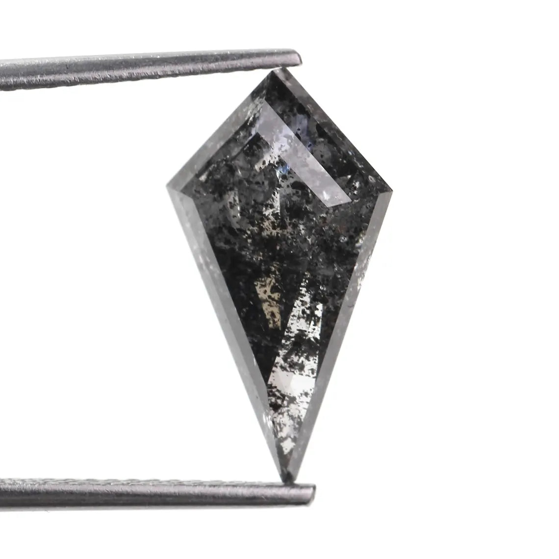 3.65 Carat Natural Black Kite Shape Salt and Pepper Diamond 15.9 MM