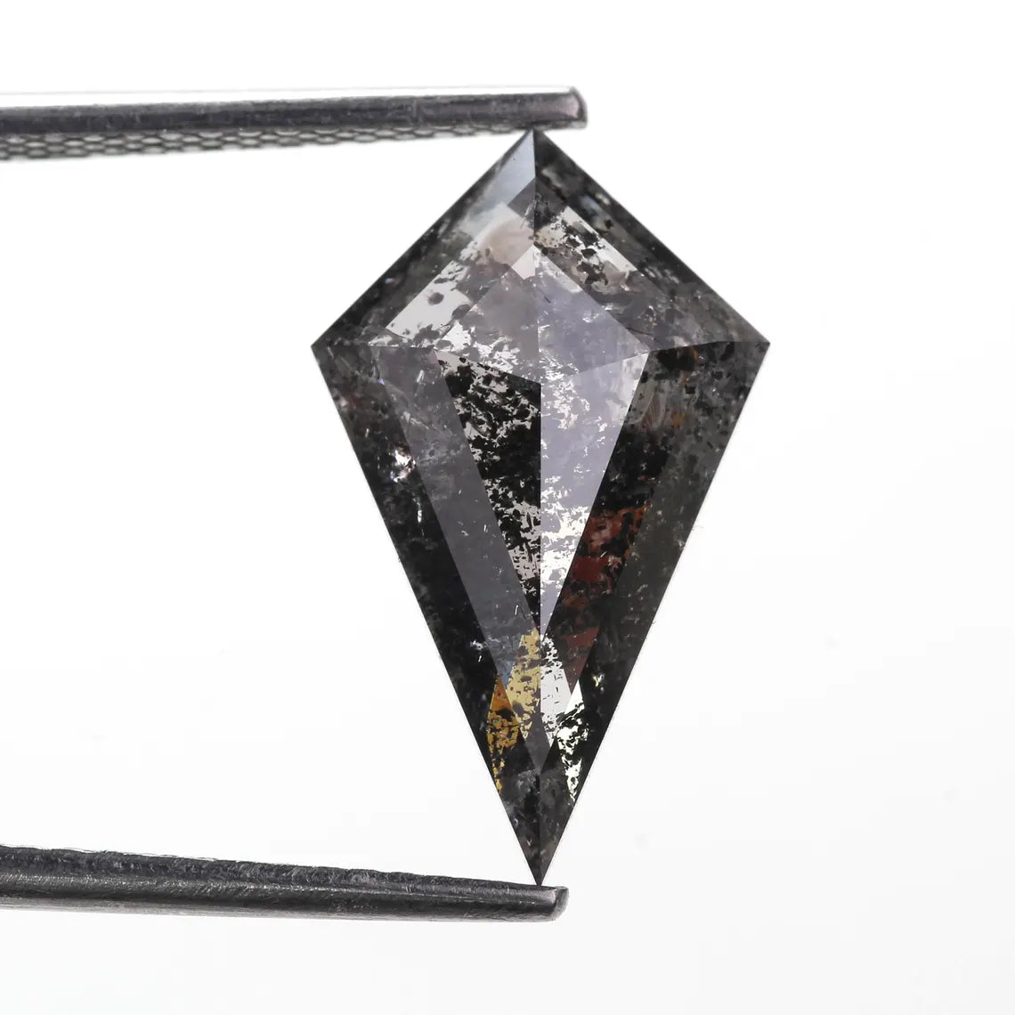 3.65 Carat Natural Black Kite Shape Salt and Pepper Diamond 15.9 MM
