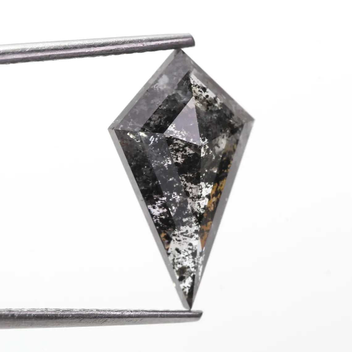 3.65 Carat Natural Black Kite Shape Salt and Pepper Diamond 15.9 MM