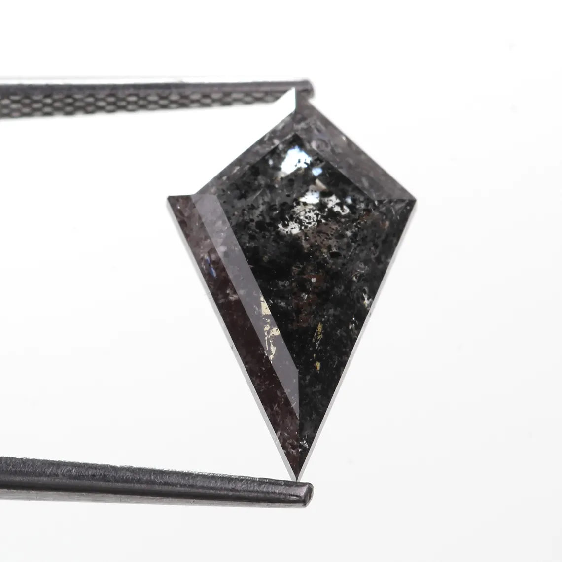 3.65 Carat Natural Black Kite Shape Salt and Pepper Diamond 15.9 MM