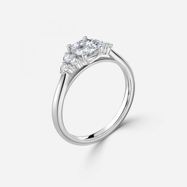 Nika Cushion Cluster Engagement Ring 14K / 18K Solid Gold