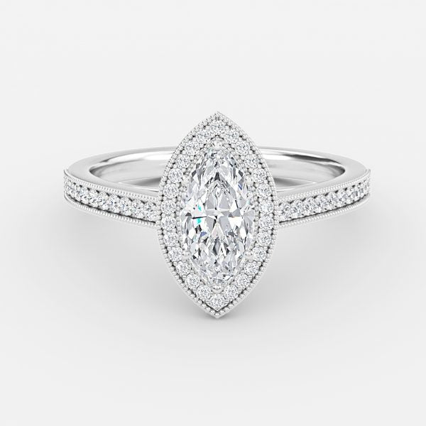 Flswin Marquise Halo Engagement Ring 14K / 18K Solid Gold