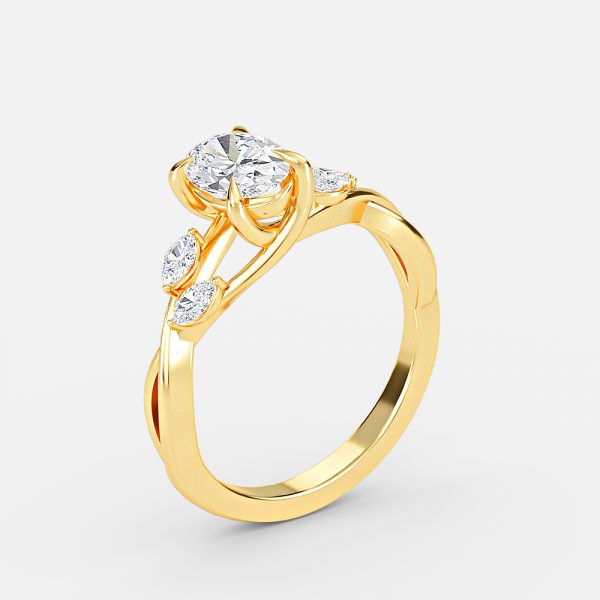 Aura Oval Unique Diamond Engagement Ring 14K / 18K Solid Gold