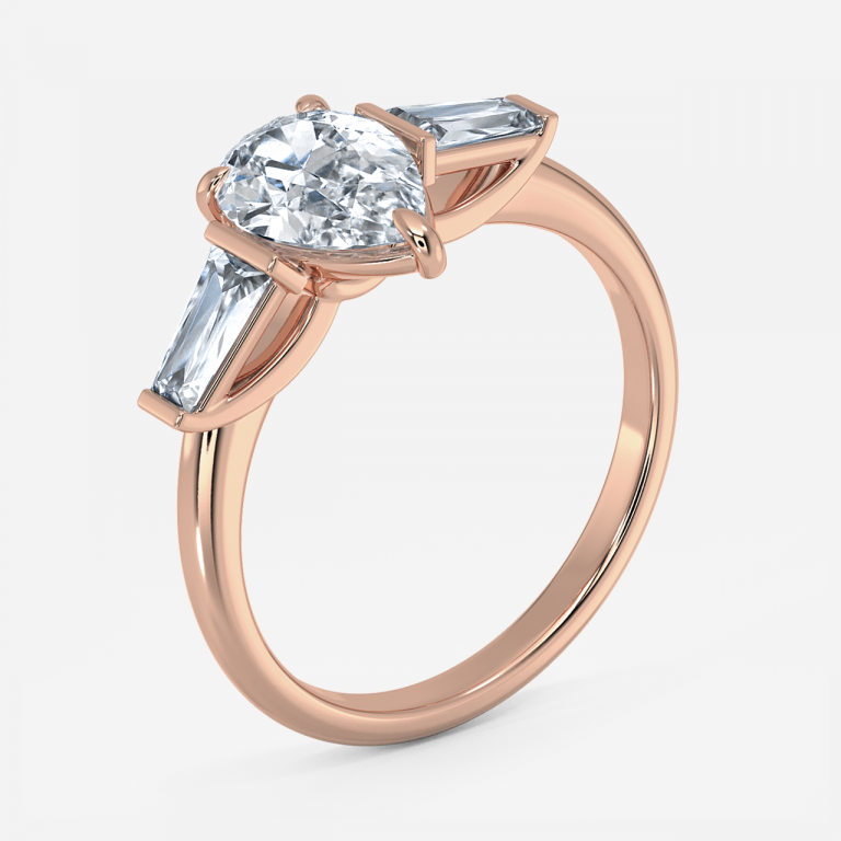 Jeraldine Pear Three Stone Engagement Ring 14K / 18K Solid Gold