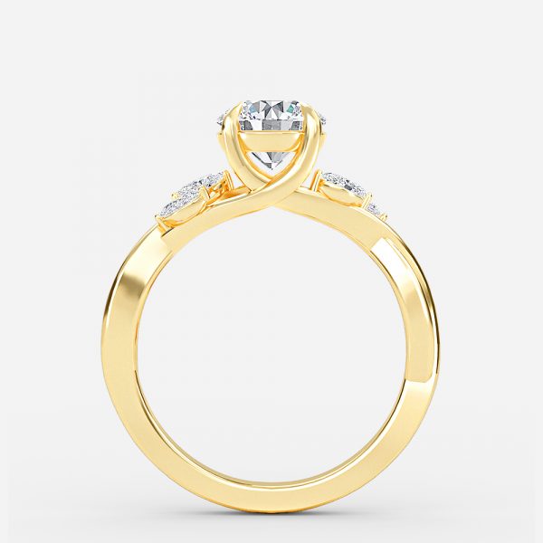 Aura Round Unique Diamond Engagement Ring 14K / 18K Solid Gold