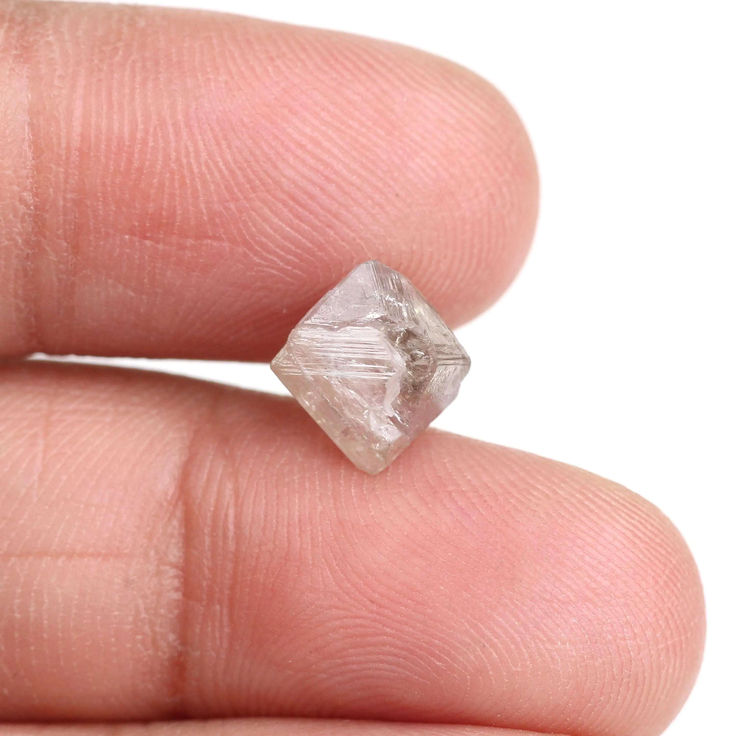3.39 Carat Natural Light Brown Purple Pink Octahedron Rough Diamond 8.70 MM