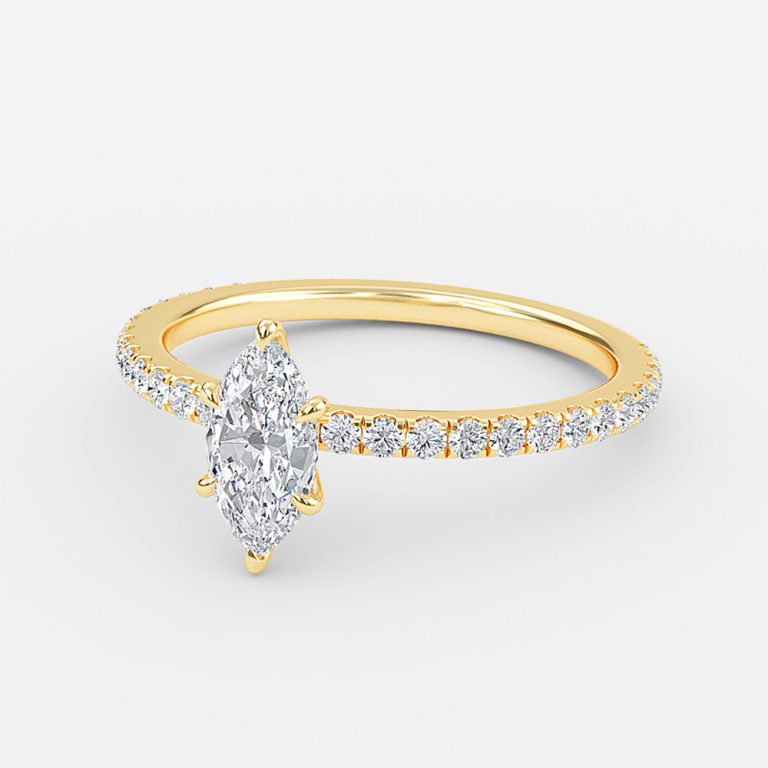 Vinston Marquise Diamond Band Engagement Ring 14K / 18K Solid Gold