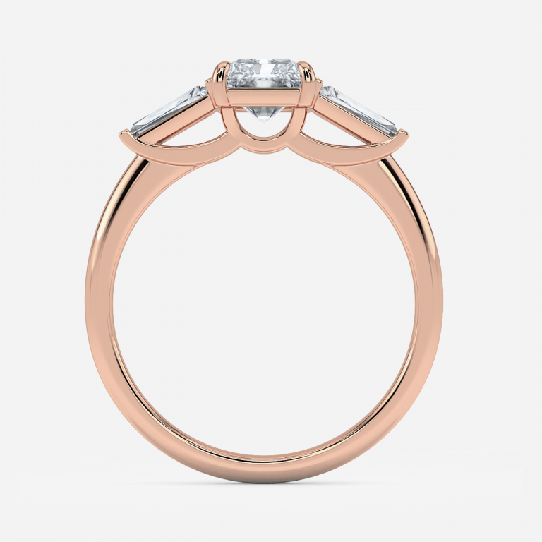 Jeraldine Radiant Three Stone Engagement Ring 14K / 18K Solid Gold