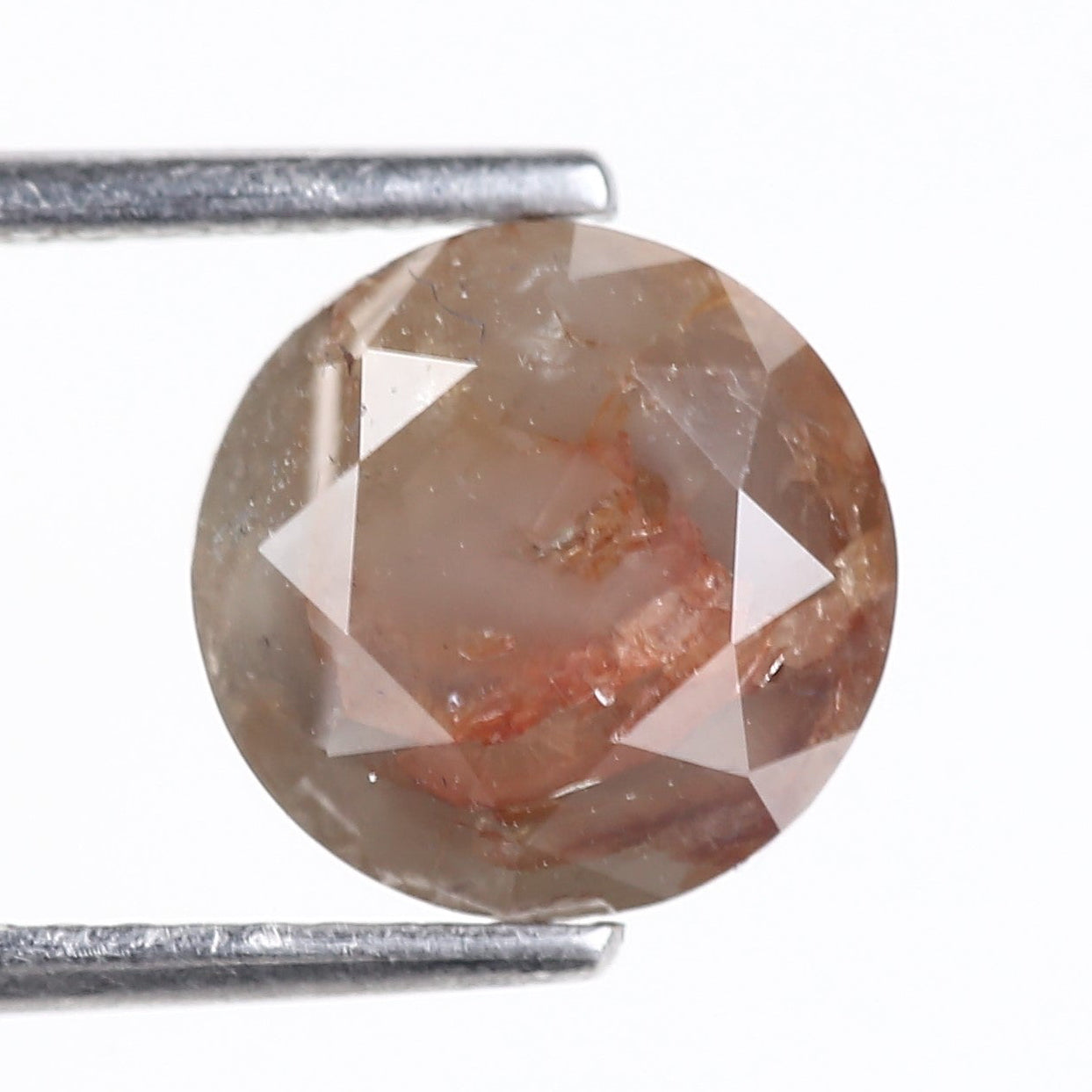 3.11 Carat Natural Round Gray Orange Rustic Diamond 8.34 MM