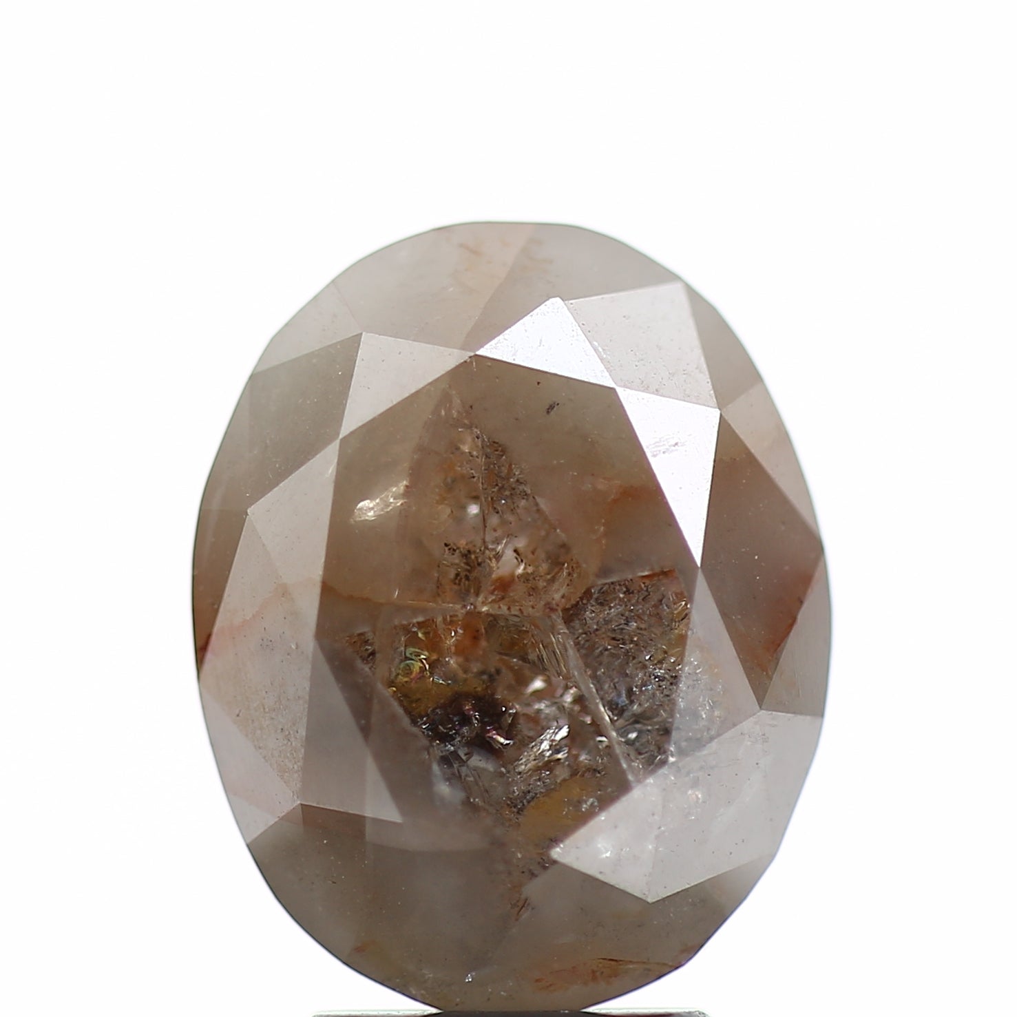 3.85 Carat Rustic Oval Cut Salt and Pepper Diamond 10.97 MM