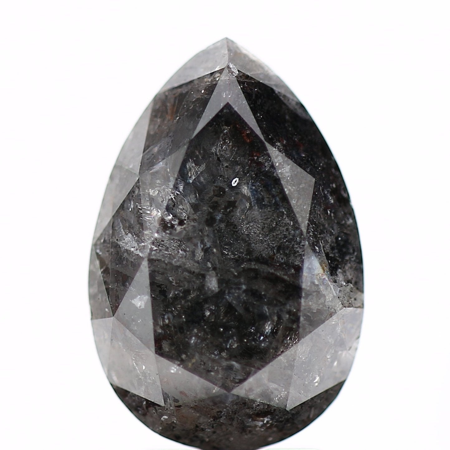 3.88 Carat Natural Salt and Pepper Pear Diamond 12.5 MM