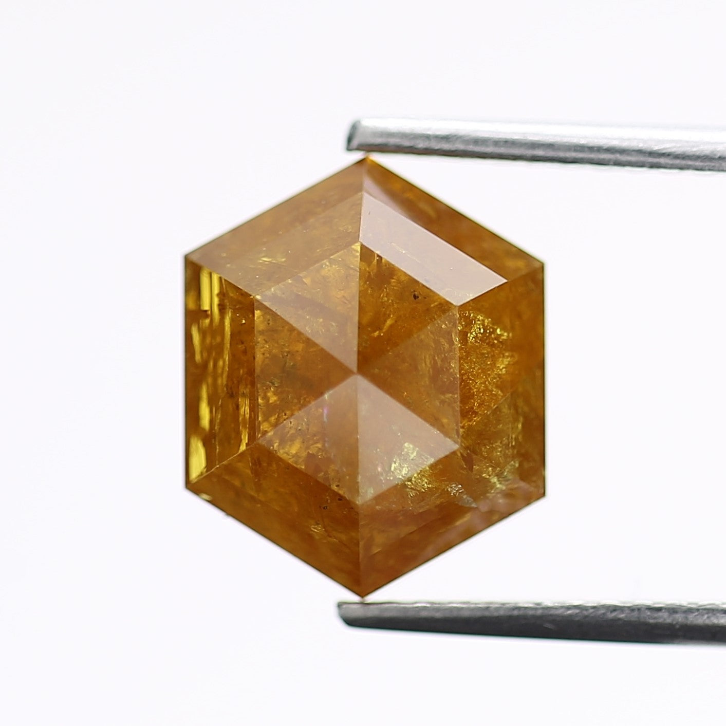 3.88 Carat Natural Yellow Hexagon Salt and Pepper Diamond 9.35 MM