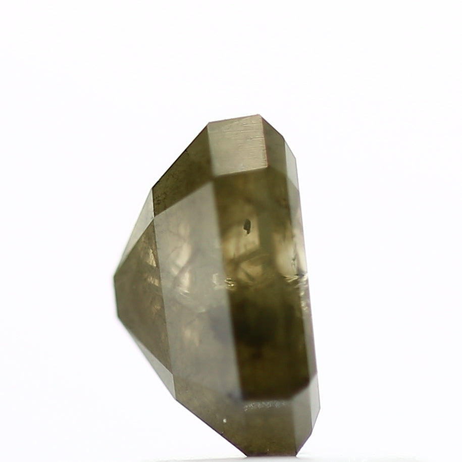 1.23 Carat 6.5 MM Natural Rustic Green Gray Emerald Loose Diamond - Blackdiamond