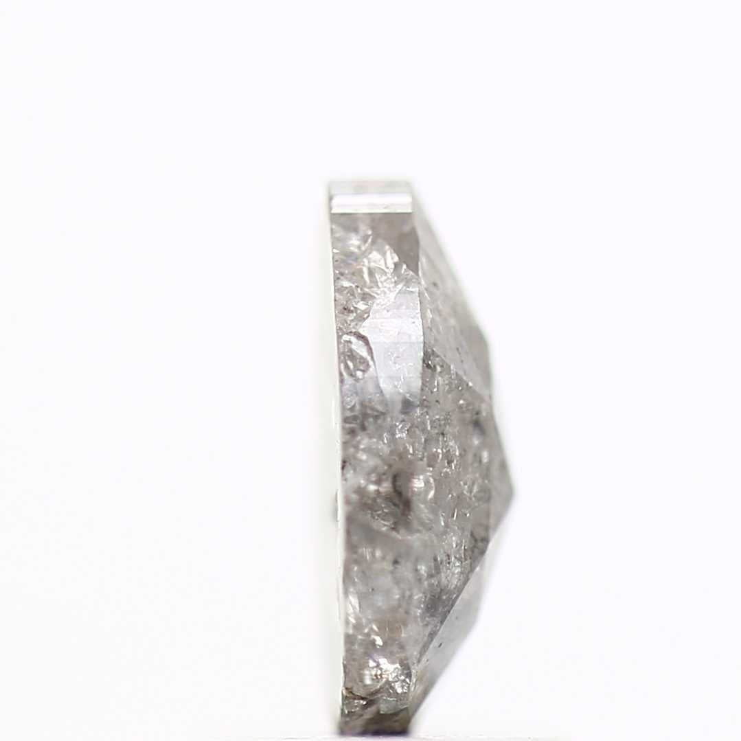 0.88 Carat Natural Pear Rose Cut Salt and Pepper Diamond 7.75 MM