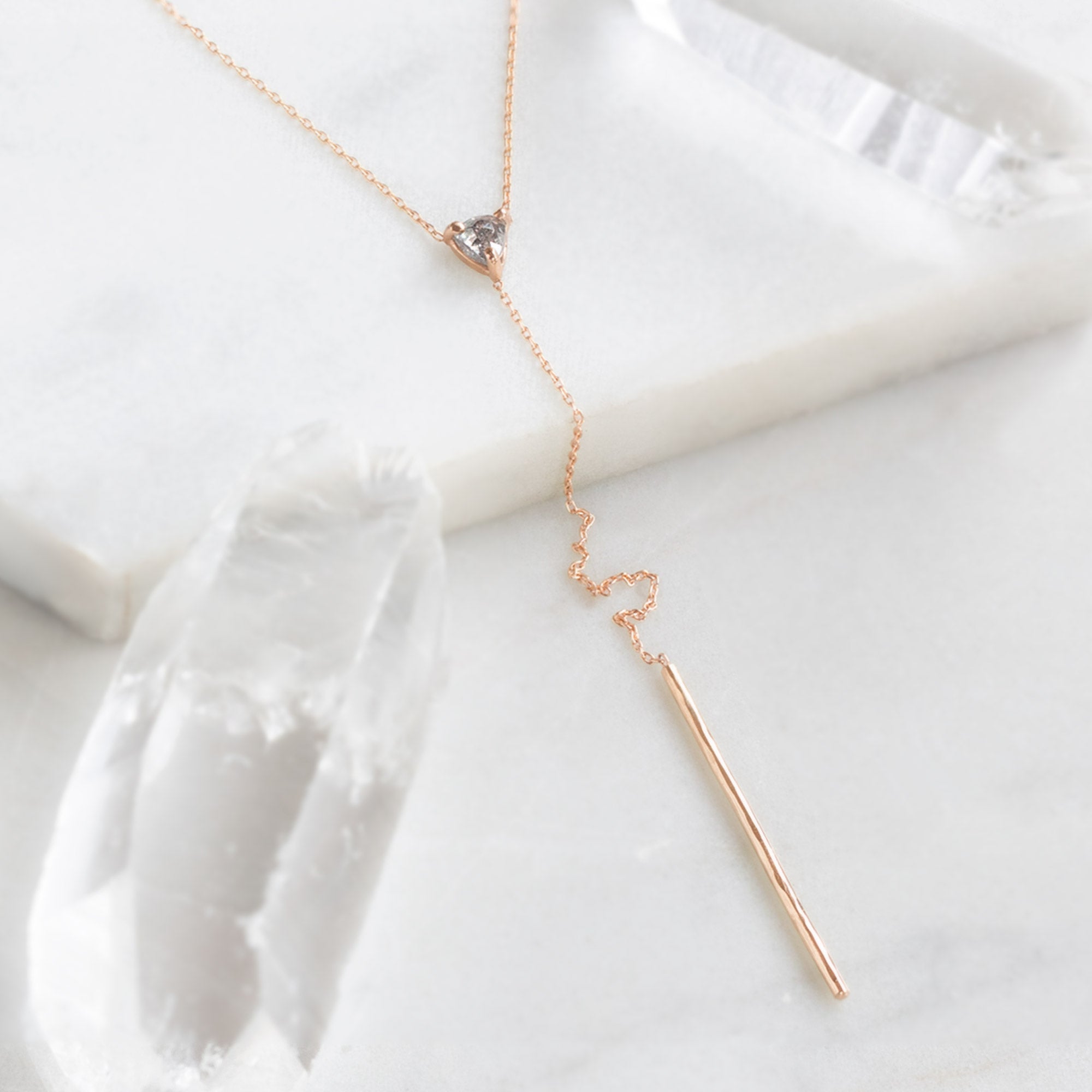0.30 Carat Salt and Pepper Diamond Trillion Necklace