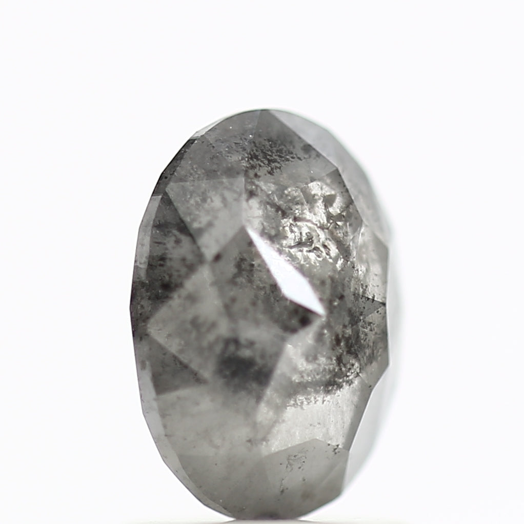 1.31 Carat Natural Salt Pepper Diamond Gray Rose Cut Brilliant Oval 7.72 MM