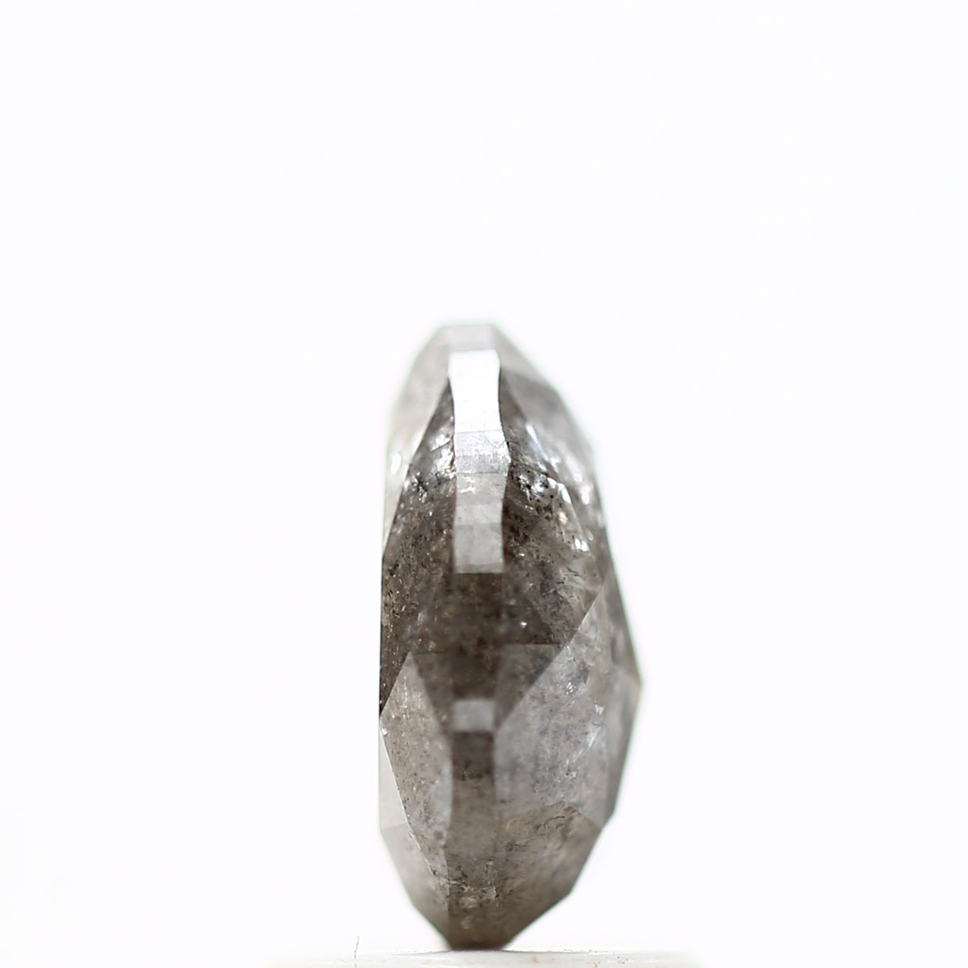 1.68 Carat Natural Rose Cut Salt and Pepper Pear Diamond 8.32 MM