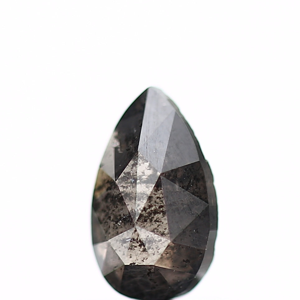 0.53 Carat Natural Pear Rose Cut Gray Salt and Pepper Diamond SDM166
