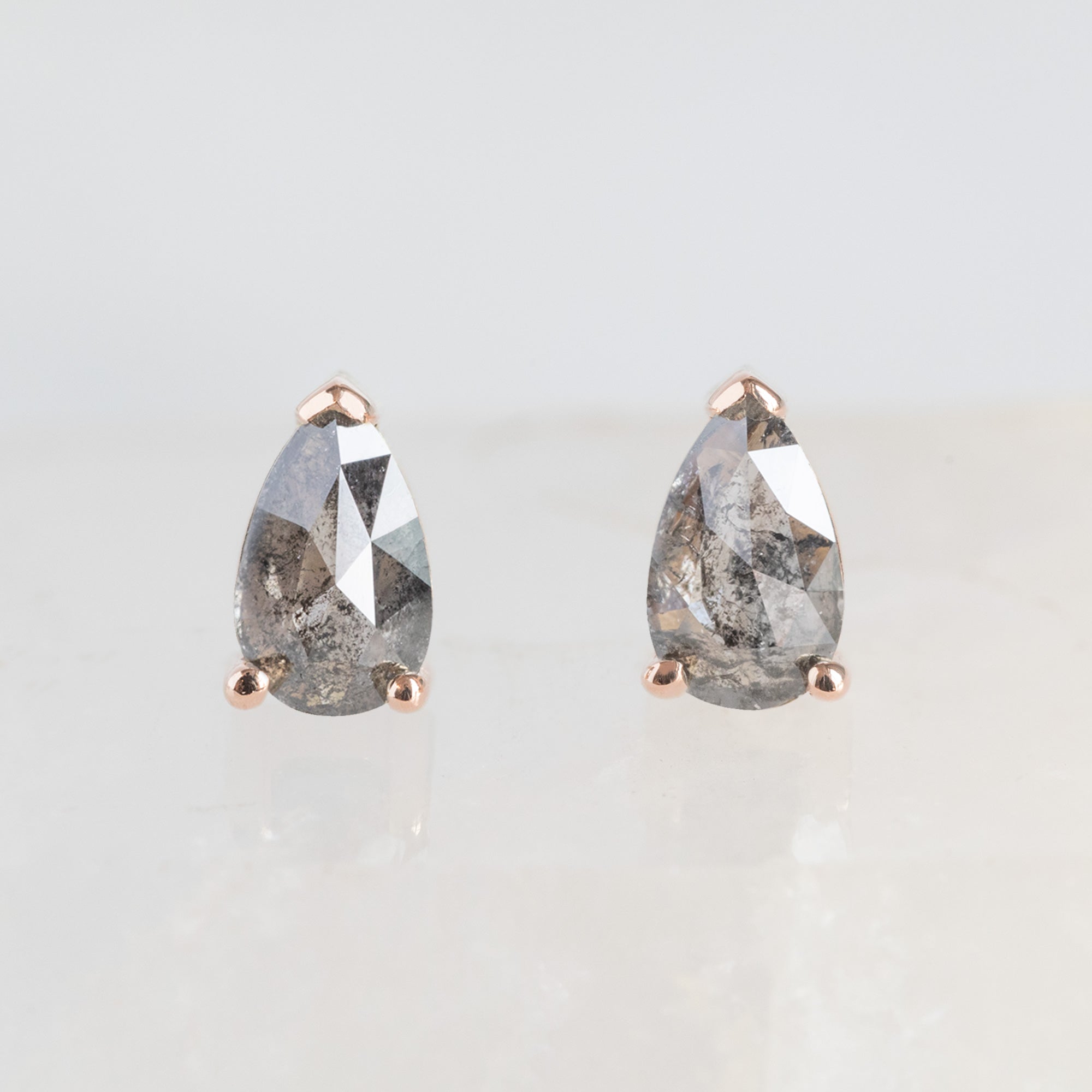 0.65 Carat Rose Cut Salt and Pepper Diamond Stud Earrings