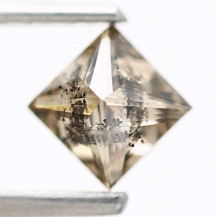 0.52 Carat 4.5 MM Natural Fancy Brown Princess Cut Salt Pepper Diamond - Blackdiamond