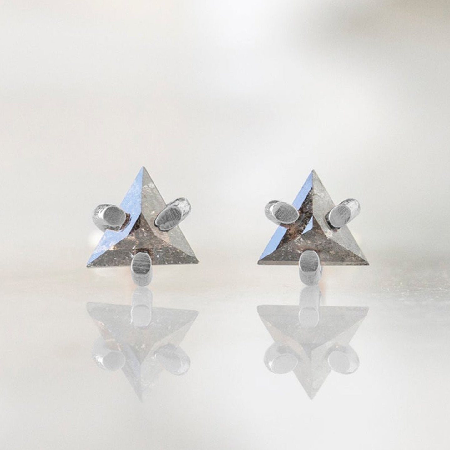0.50 Carat Salt and Pepper Diamond Triangle Stud Earrings