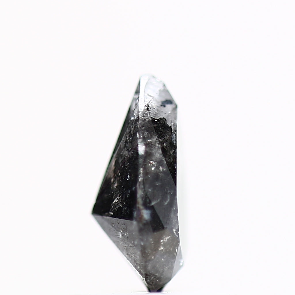 0.77 Carat Natural Black Pear Diamond For Salt Pepper Ring