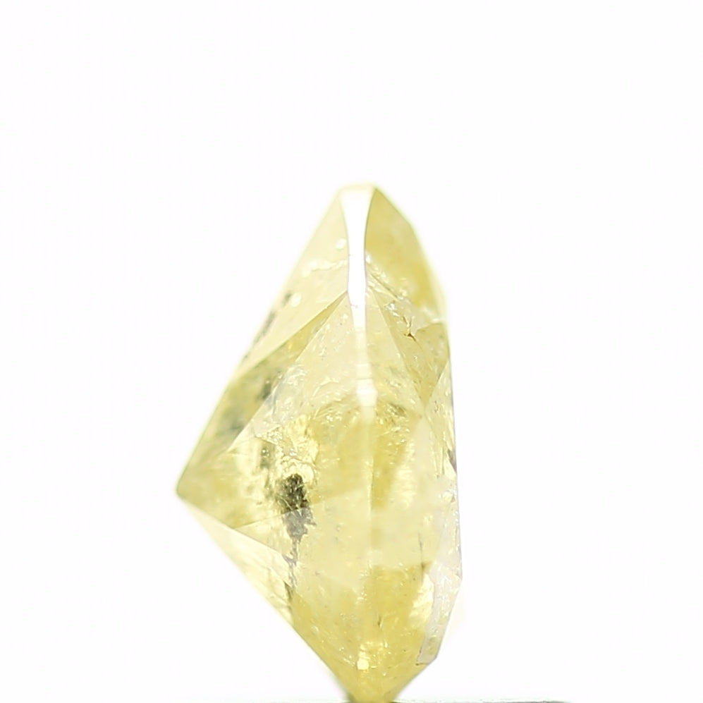 0.91 Carat Fancy Yellow Pear Salt and Pepper Diamond 7.13 MM