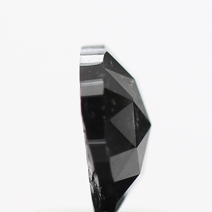 0.83 Carat Black Oval Rose Cut Natural Salt and Pepper Diamond 6.8 MM