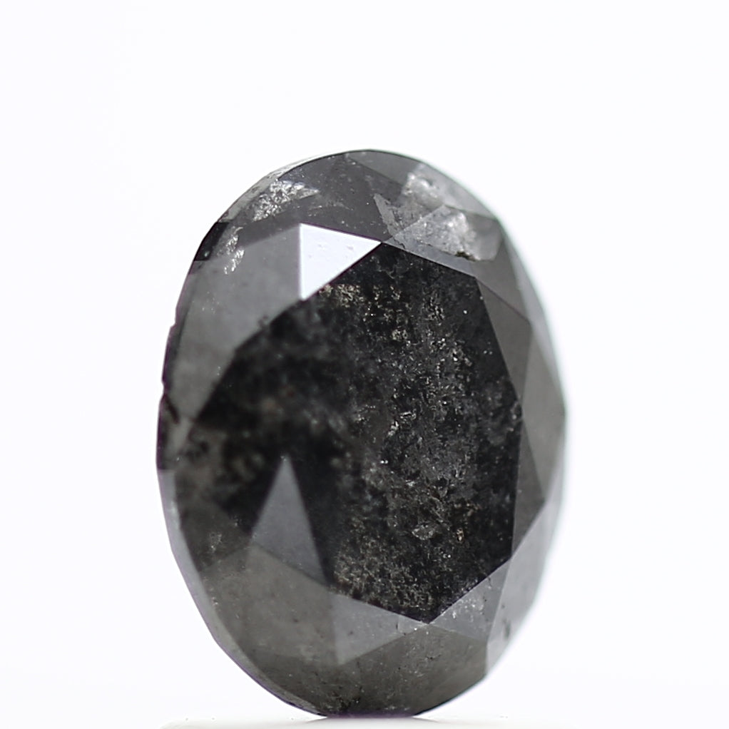 1.17 Carat Rose Cut Salt and Pepper Diamond Oval Fancy Gray Diamond 7.67 MM