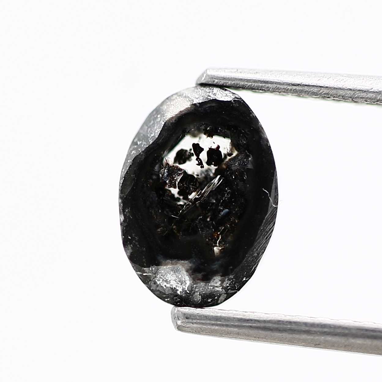 1.65 Carat Rose Oval Cut Salt and Pepper Diamond 7.86 MM