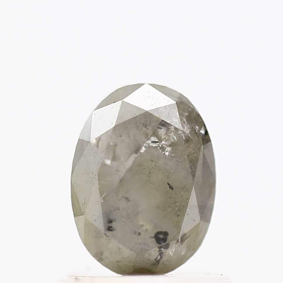 0.83 Carat Design Oval Salt Pepper Diamond Engagement Ring 6.44 MM