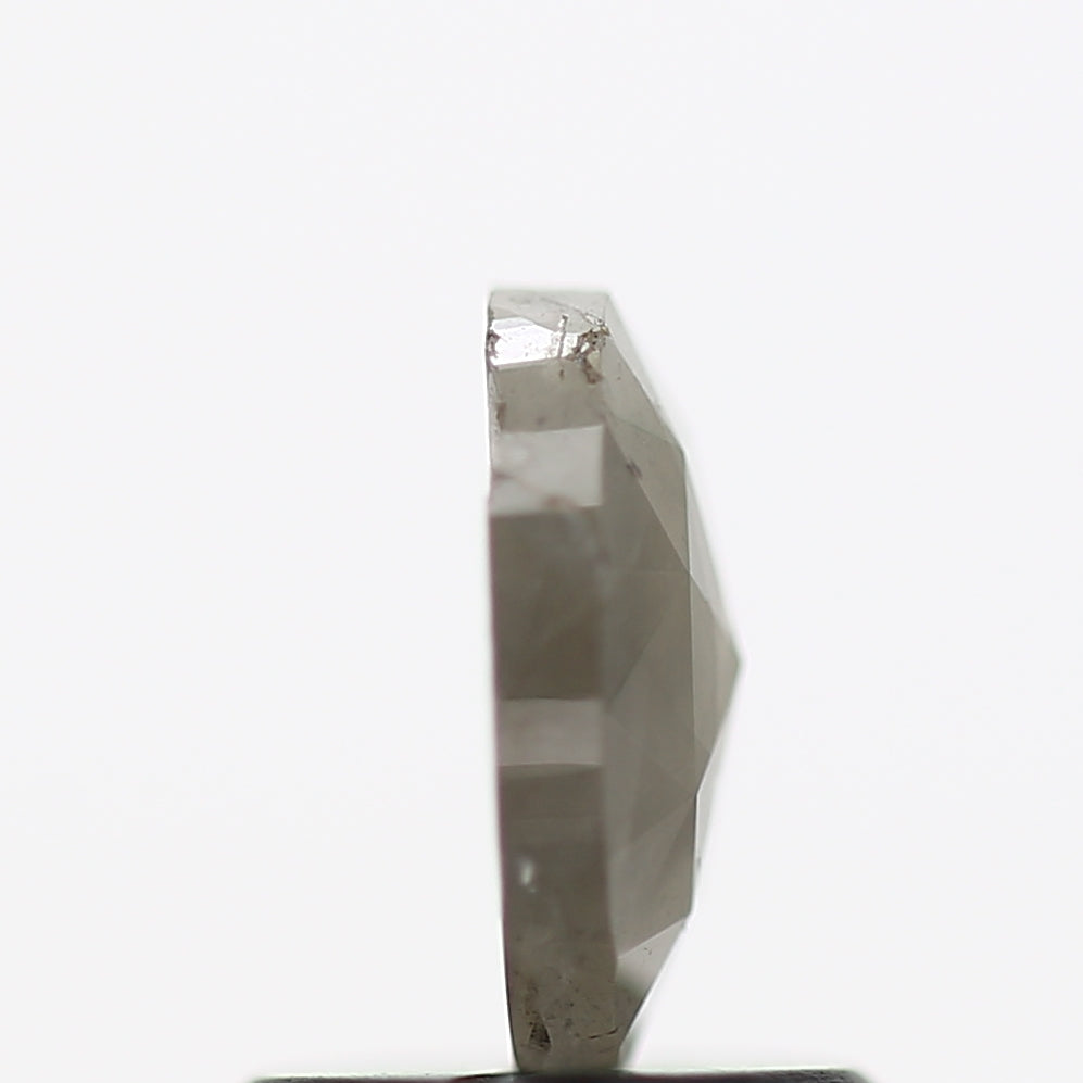0.72 Carat Gray Oval Rose Cut Natural Salt and Pepper Diamond 7 MM
