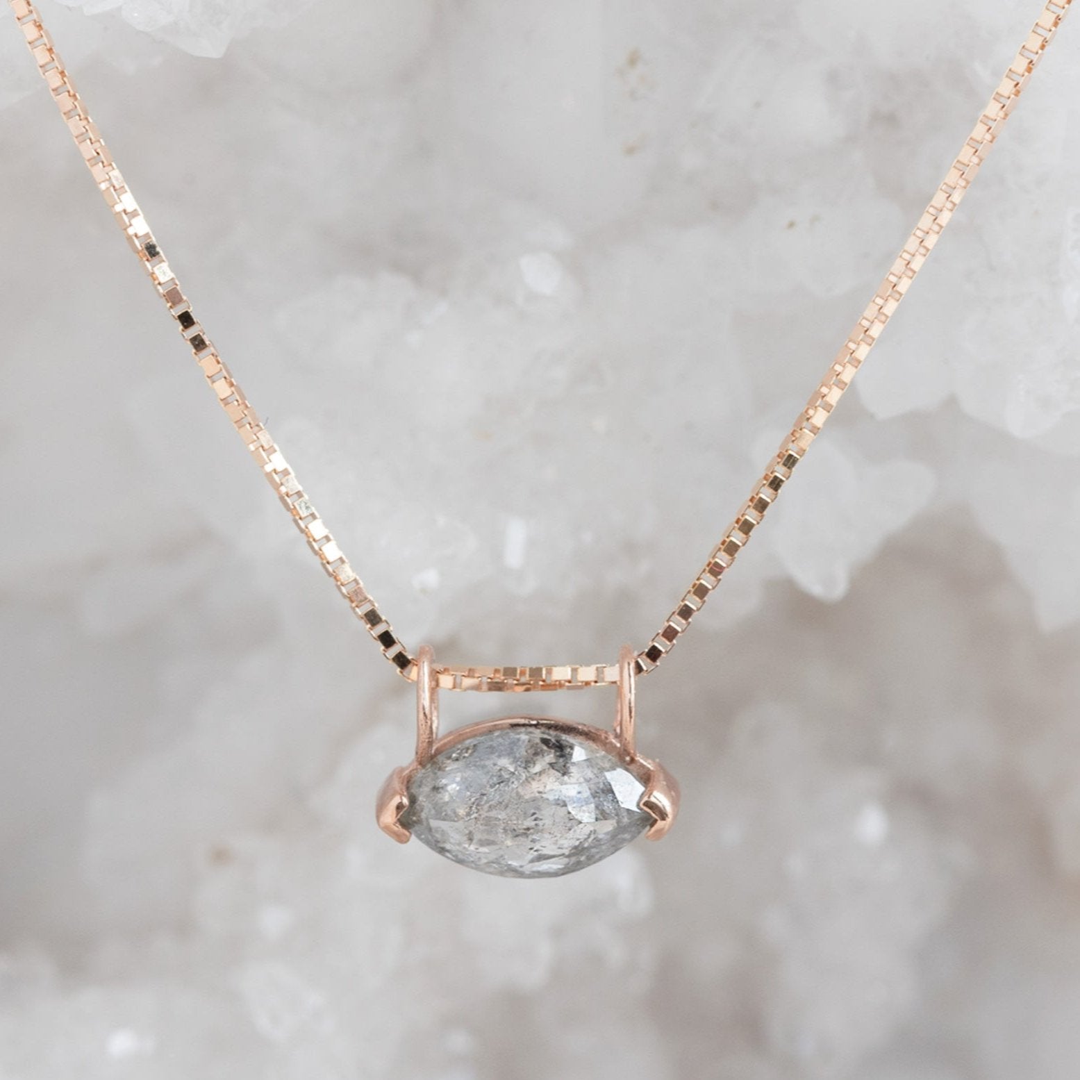 0.70 Carat Salt and Pepper Diamond Marquise Necklace